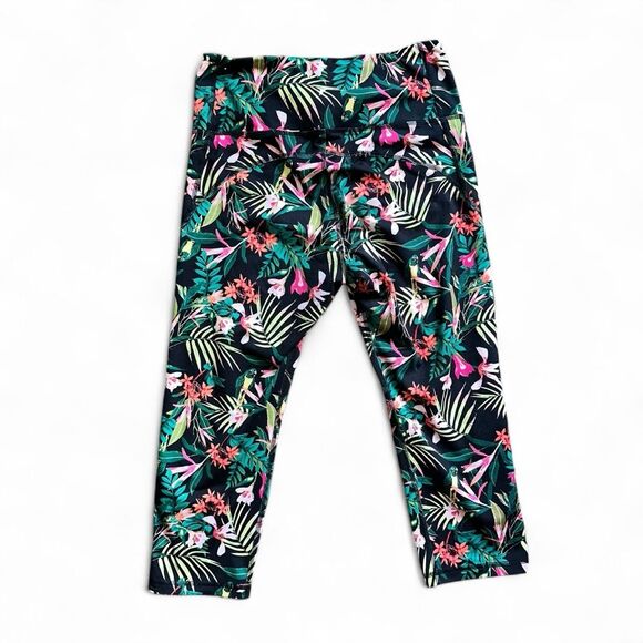 Old Navy High-Rise Elevate Compression Crop Leggings Tropical Print L - Picture 3 of 4